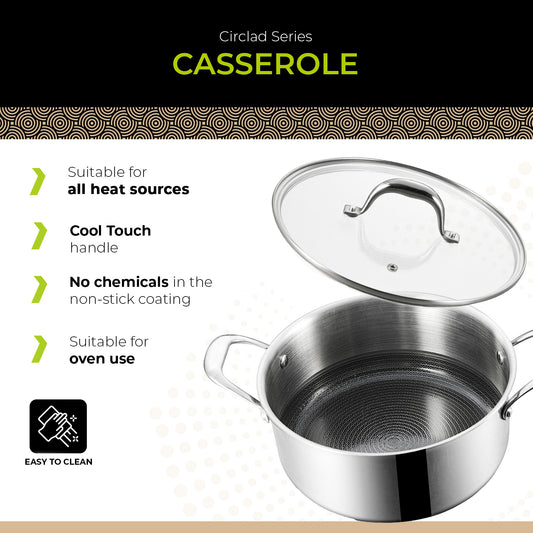 BE | LIVING CIRCLAD Series 5-Quart Hybrid Nonstick Casserole with Lid 9.5"