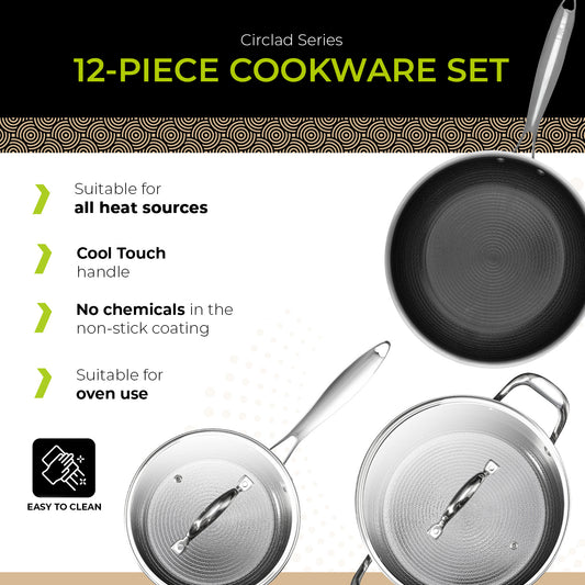 BE | LIVING CIRCLAD Series 12-Piece Nonstick Cookware Set