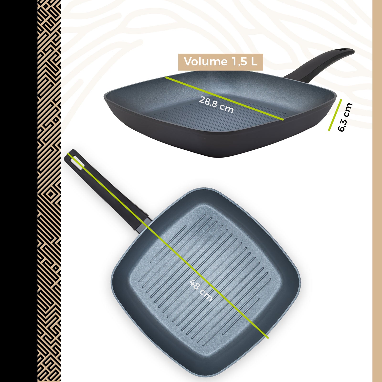 BE | LIVING Delight Series Grill Pan Ø 28 cm – Black