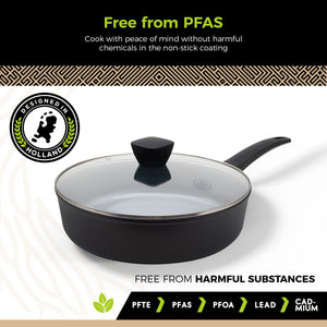 BE | LIVING Delight Series Sauté Pan with Lid – Ø 28 cm – Black