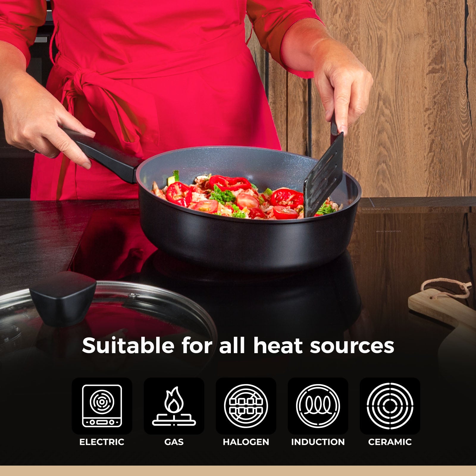 BE | LIVING Delight Series Sauté Pan with Lid – Ø 28 cm – Black