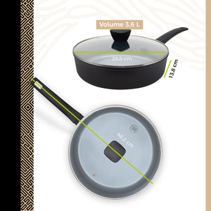 BE | LIVING Delight Series Sauté Pan with Lid – Ø 28 cm – Black