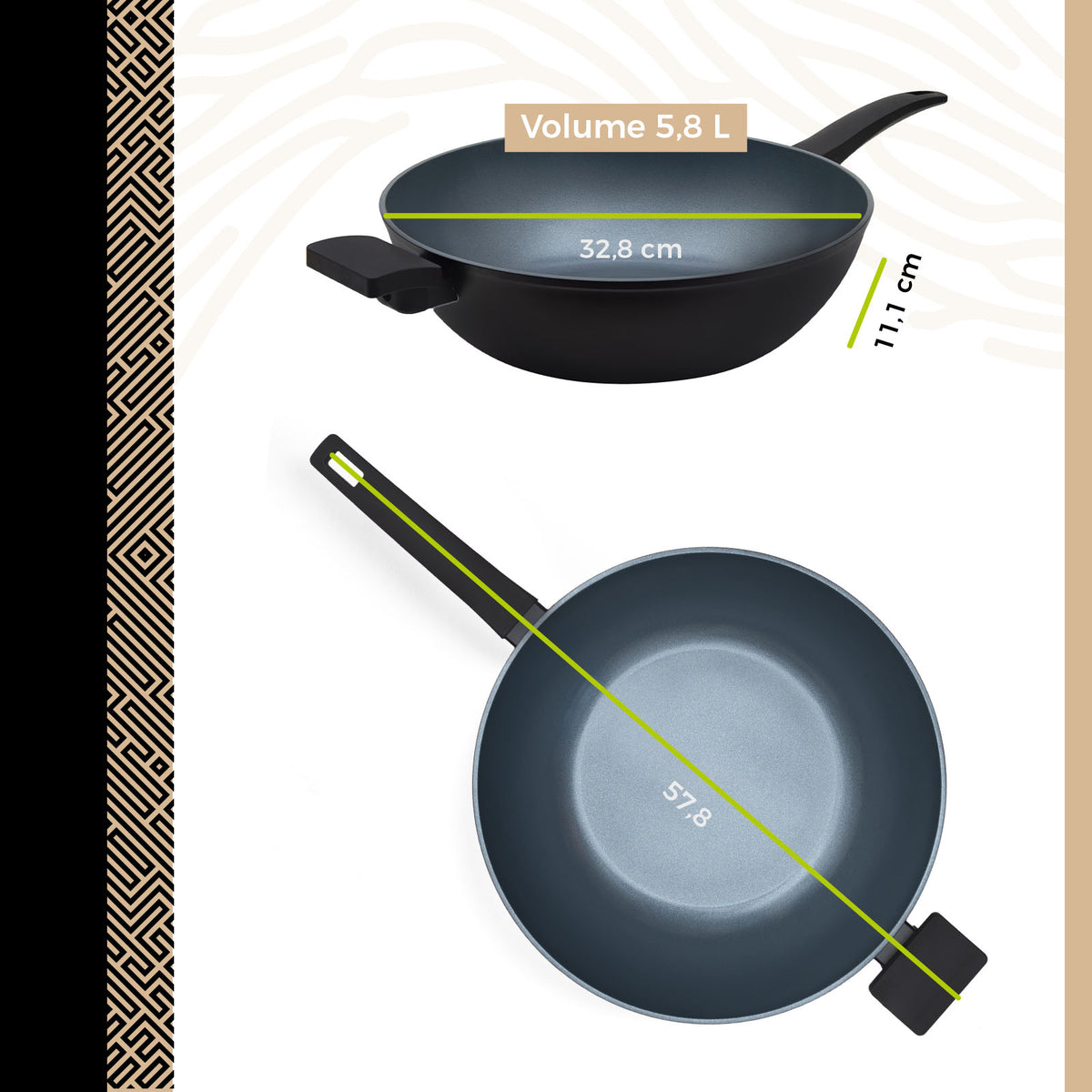 BE Living Delight Series 5.5 qt Wok – Ø 12.5" – Black