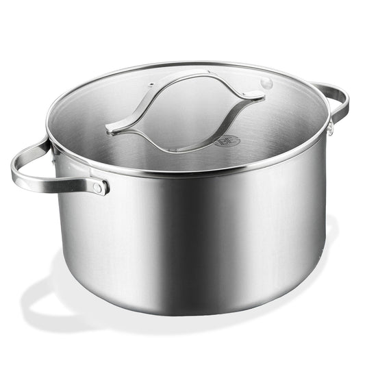 BE | LIVING Essential Series Tri-Ply Stainless Steel Stock Pot with Lid 10"