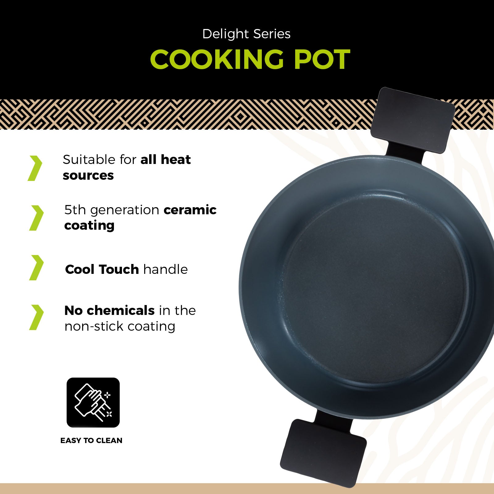 BE | LIVING Delight Series Casserole with Lid – Ø 24 cm – Black