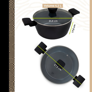 BE | LIVING Delight Series Casserole with Lid – Ø 24 cm – Black