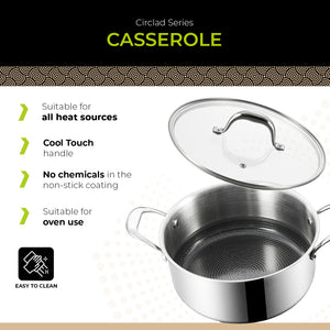 BE | LIVING CIRCLAD Series 5-Quart Hybrid Nonstick Casserole with Lid 9.5"