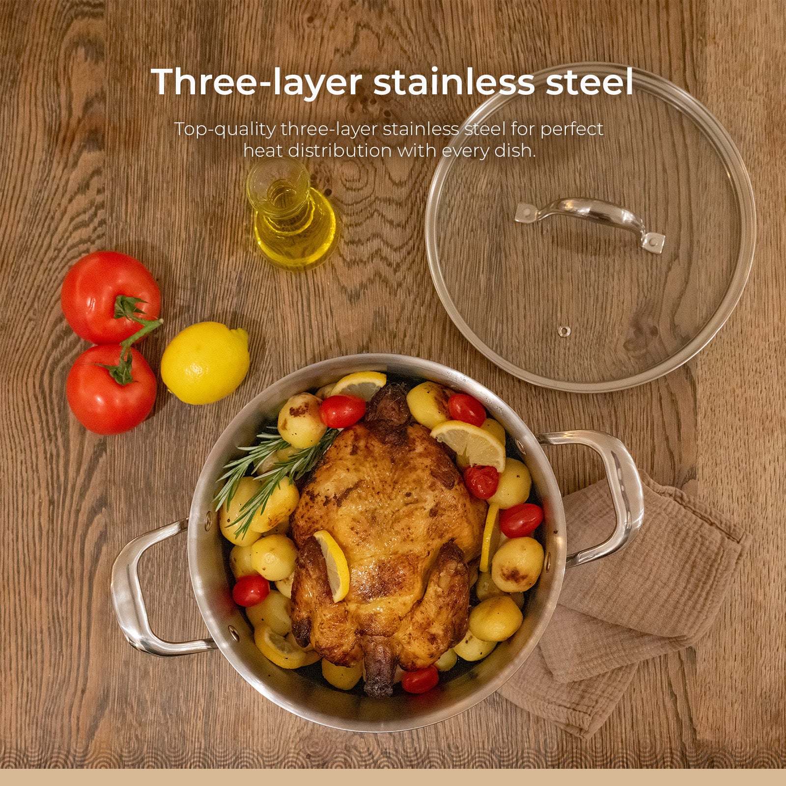 BE | LIVING CIRCLAD Series 5-Quart Hybrid Nonstick Casserole with Lid 9.5"