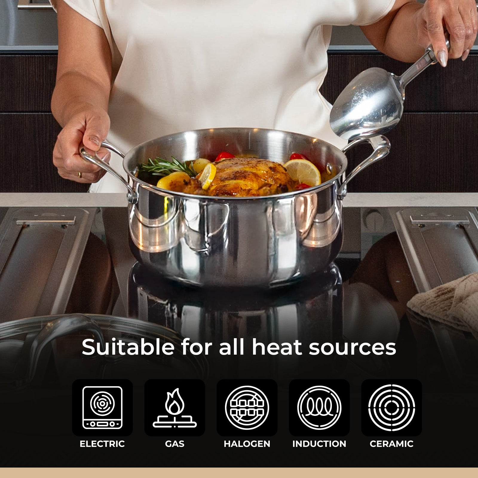BE | LIVING CIRCLAD Series 5-Quart Hybrid Nonstick Casserole with Lid 9.5"