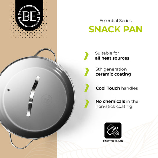 BE | LIVING Essential Series Stainless Steel Black Sauté Pan with Lid Ø 32 cm