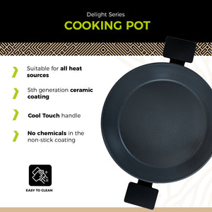 BE | LIVING Delight Series Low Casserole with Lid – Ø 28 cm – Black
