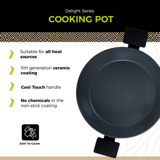 BE | LIVING Delight Series Low Casserole with Lid – Ø 28 cm – Black
