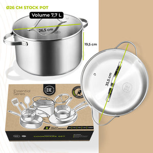 BE Living Essential Series PFAS- free Tri-Ply Stainless Steel 12-Piece Cookware Set