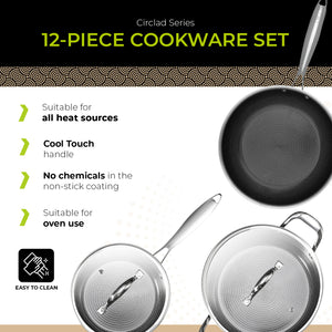 BE | LIVING CIRCLAD Series 12-Piece Nonstick Cookware Set