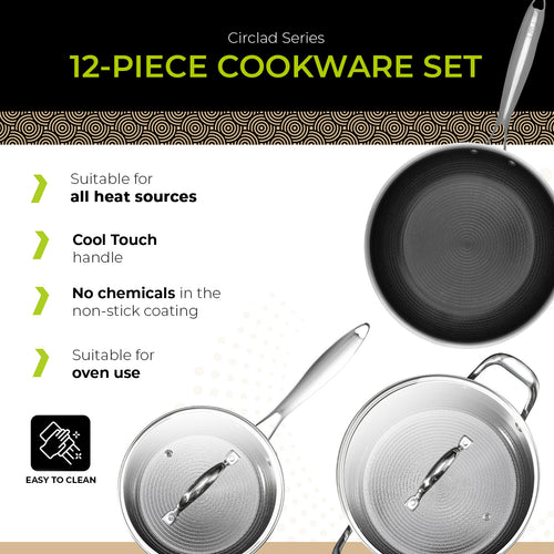 BE | LIVING CIRCLAD Series 12-Piece Nonstick Cookware Set