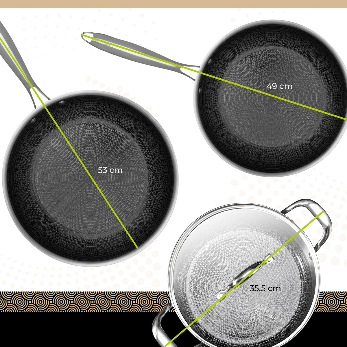 BE Living CIRCLAD Series 12-Piece Nonstick Cookware Set