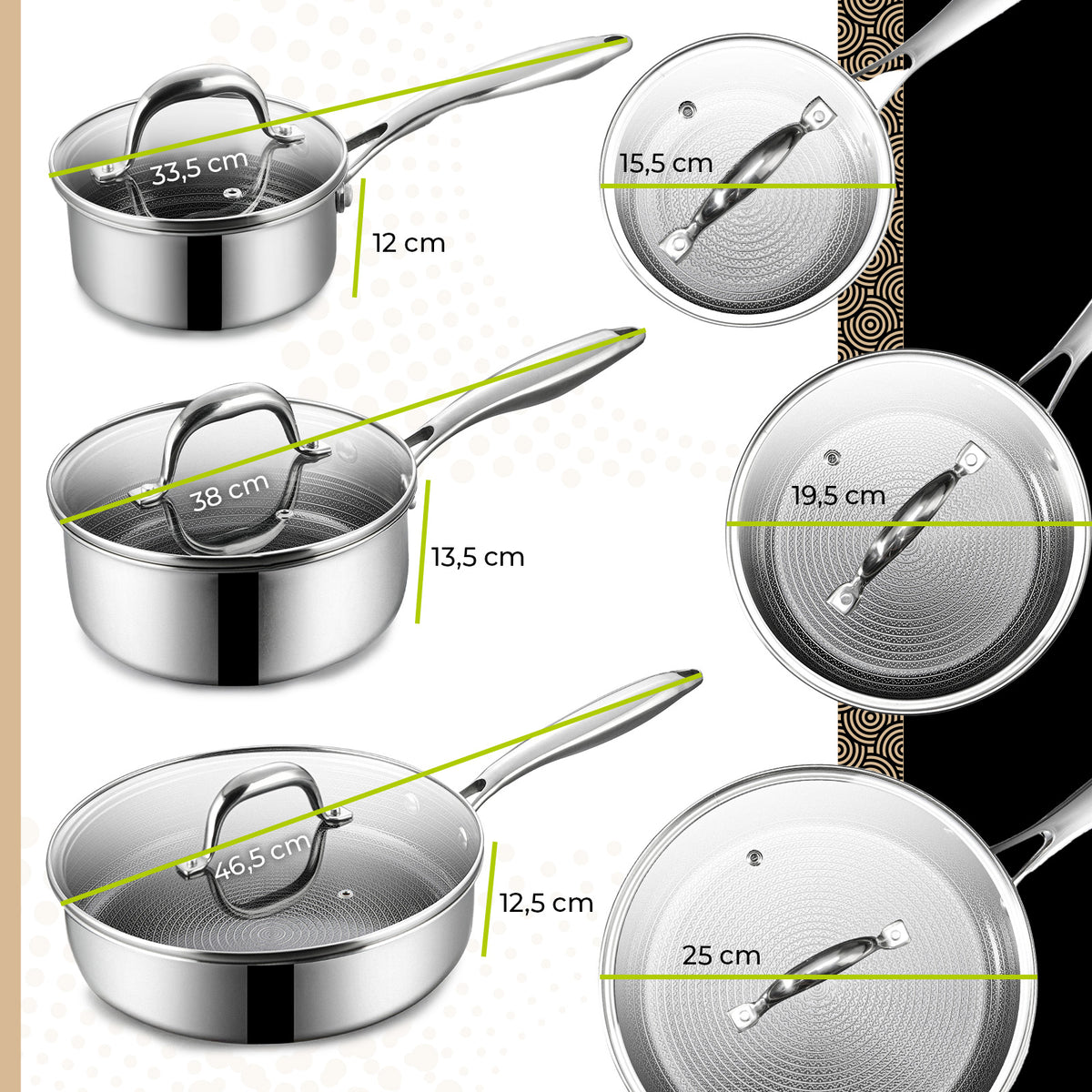 BE Living CIRCLAD Series 12-Piece Nonstick Cookware Set