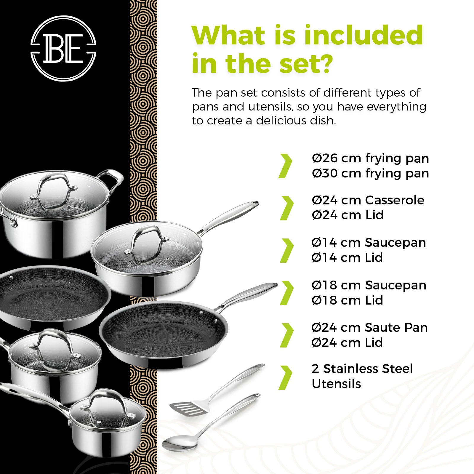 BE | LIVING CIRCLAD Series 12-Piece Nonstick Cookware Set