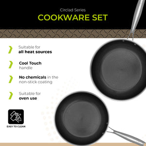 BE | LIVING CIRCLAD Series 2-Piece Stainless Steel Nonstick Fry Pan Set 10" and 12"