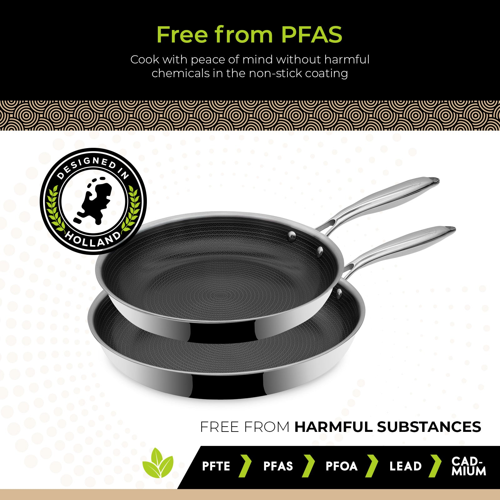 BE | LIVING CIRCLAD Series 2-Piece Stainless Steel Nonstick Fry Pan Set 10" and 12"
