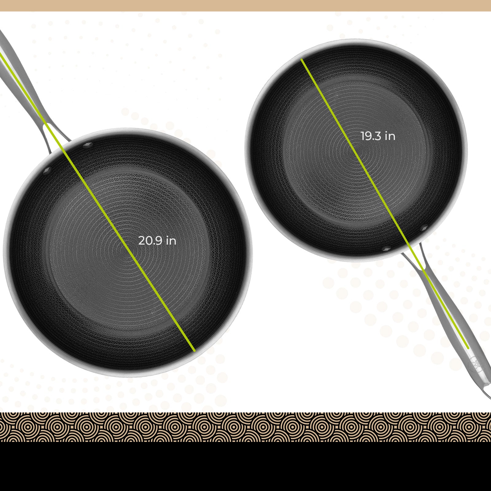 BE | LIVING CIRCLAD Series 2-Piece Stainless Steel Nonstick Fry Pan Set 10" and 12"