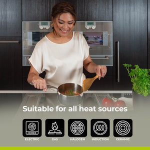 BE | LIVING Essential Series Tri-Ply Stainless Steel Sauce Pan with Lid 8"