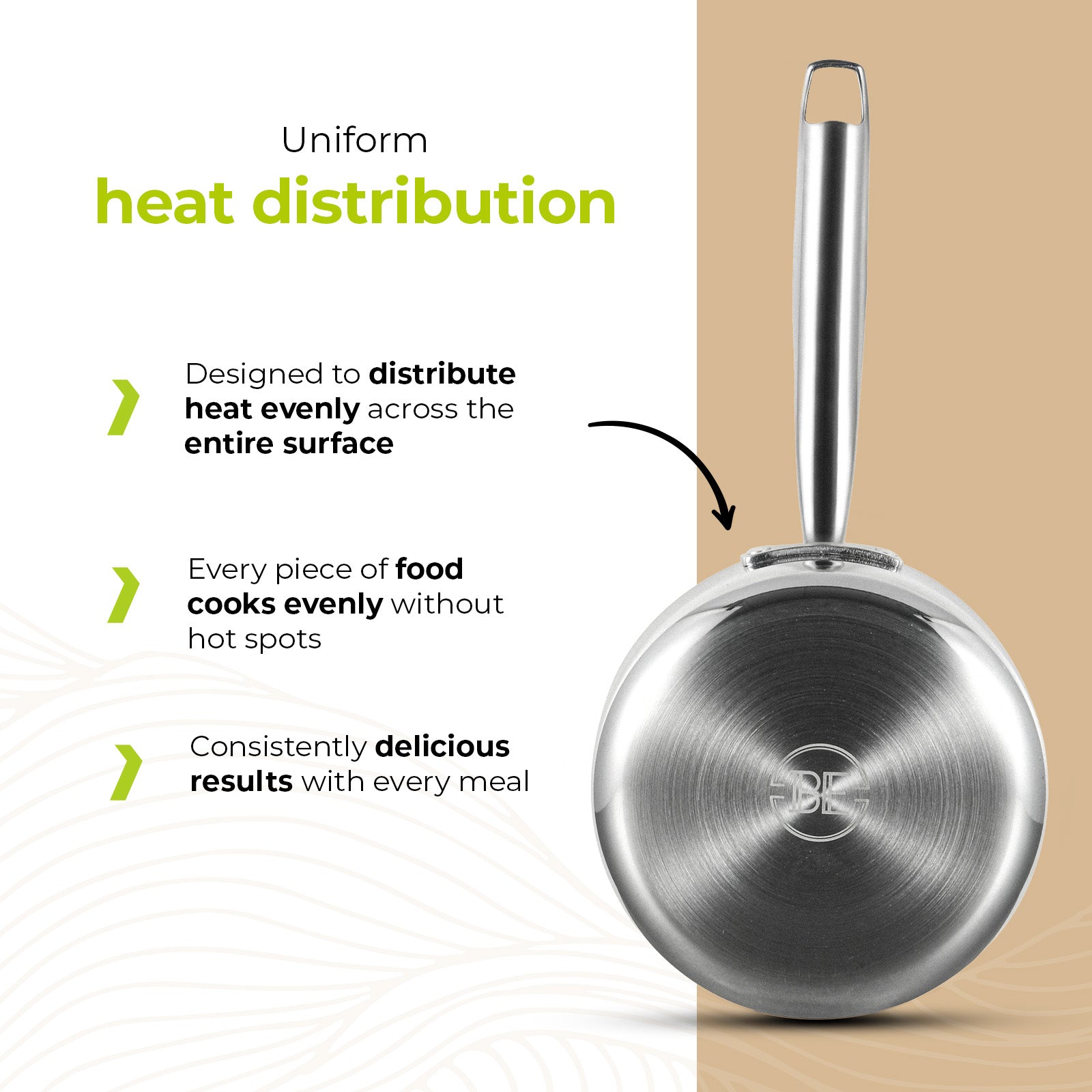 BE | LIVING Essential Series Tri-Ply Stainless Steel Sauce Pan with Lid 8"