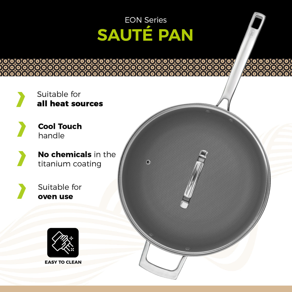 BE Living Eon Series Sauté Pan with Lid 5 qt / Ø 11" (Titanium)