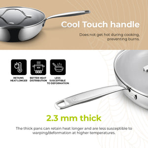 BE | LIVING Essential Series Stainless Steel Black Wok Pan with Lid Ø 28 cm