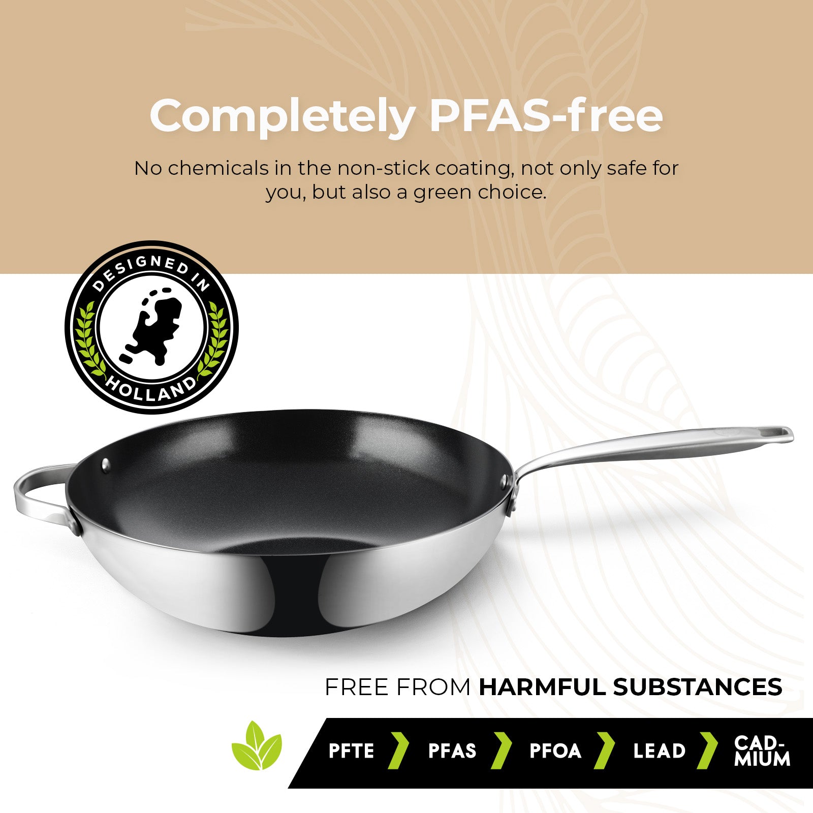 BE | LIVING Essential Series Stainless Steel Black Wok Pan Ø 32 cm