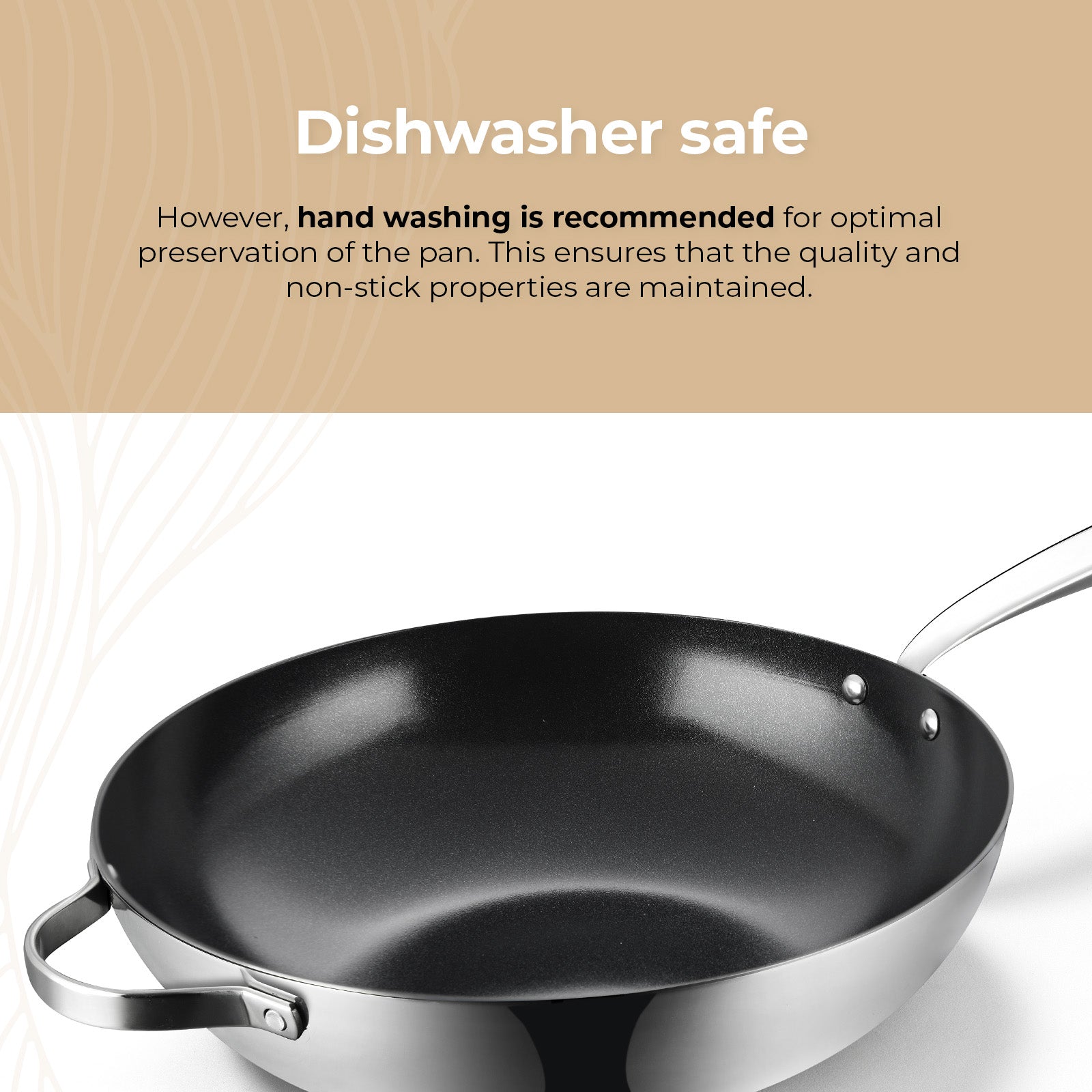 BE | LIVING Essential Series Stainless Steel Black Wok Pan Ø 32 cm