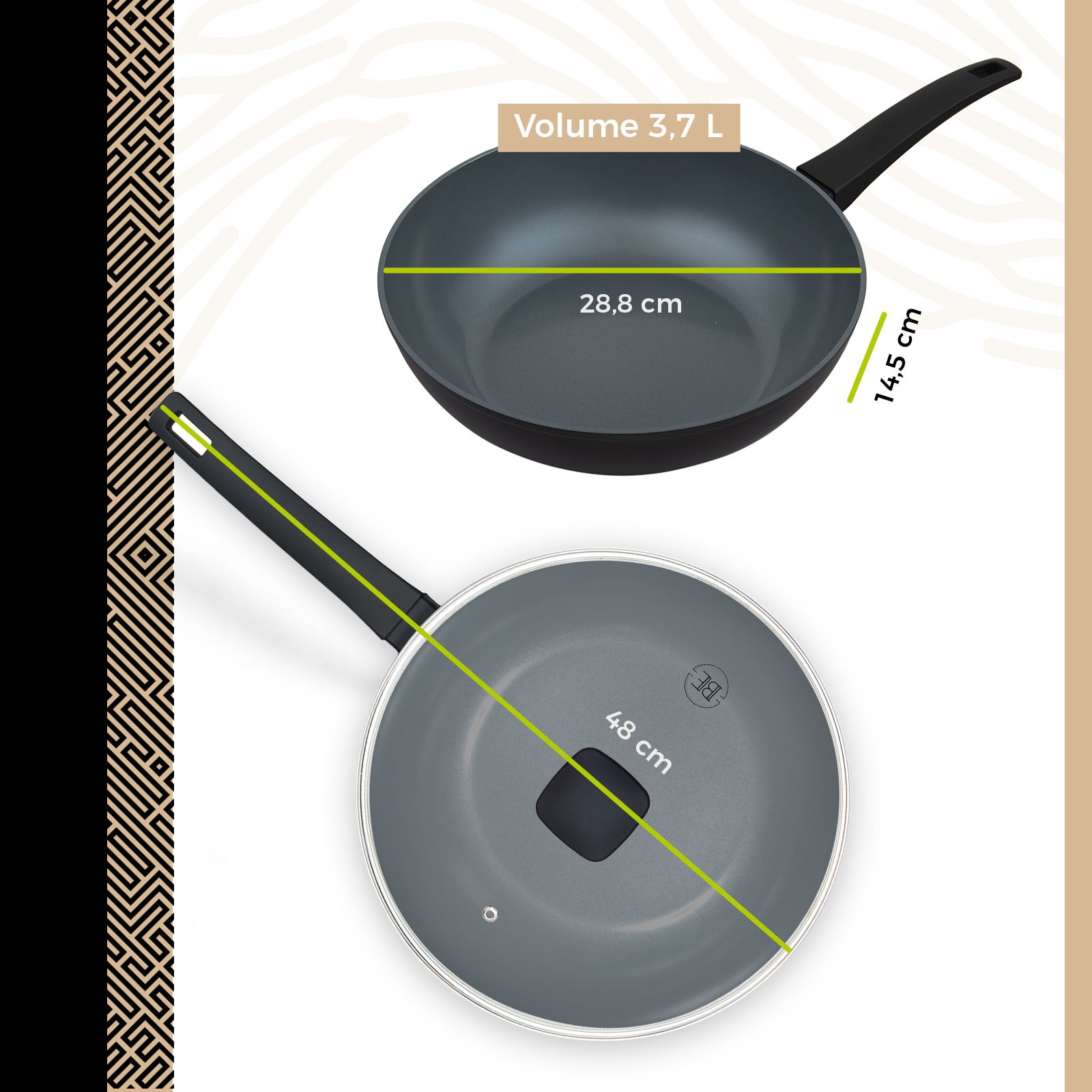 BE | LIVING Delight Series Wok with lid Ø 28 cm